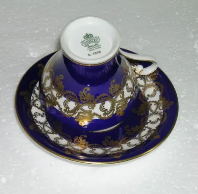 Buy Aynsley Teacup And Saucer Cobalt Blue With Gold Bone China England C-1215 • 42.69£