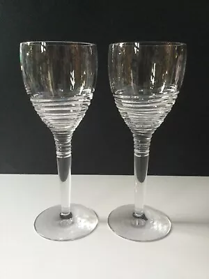 Buy 2 X STUART Crystal STRATA WINE GLASSES By JASPER CONRAN  25.3cm / 10” Tall MINT • 120£