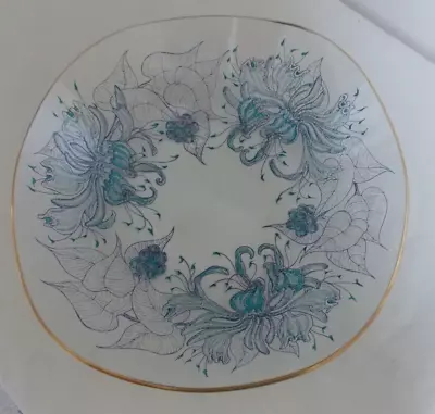 Buy CHANCE BROTHERS Round Glass BOWL Honeysuckle Peter Tysoe 1970 Gold Rim Vintage • 13.99£
