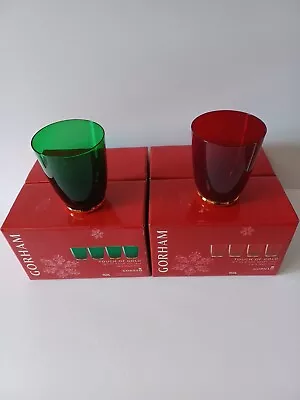 Buy New In Box, Gorham, Touch Of Gold Crystal DOFs Glass Tumblers 4 Green 4 Red • 57.40£