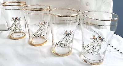 Buy 4 X Vintage Dancing Gay Sailor Drinking Glasses 50s Atomic Bar 11cm • 20£