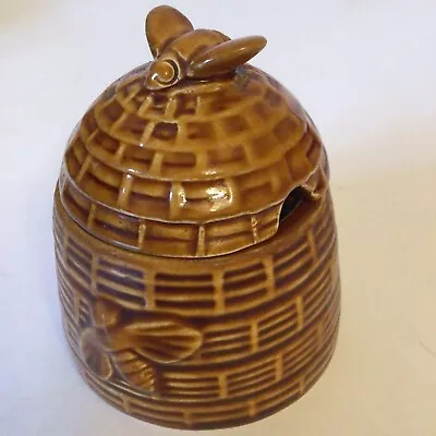 Buy Vintage Bee Honeypot Brown + Lid Small Retro Decor Collectable • 6£