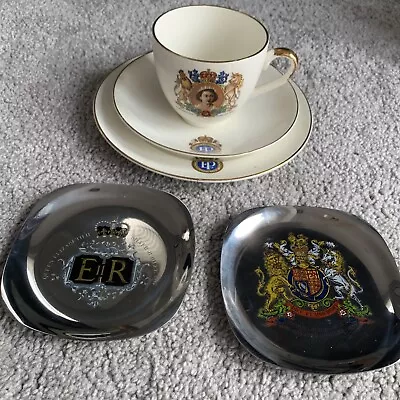 Buy Queens Coronation Tea Cup Saucer Plate Set Victoria Pottery Fenton 1953 • 9£