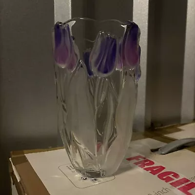 Buy Mikasa Tulip Satin Purple Frosted Embossed Glass Bohemian Crystal Vase  • 22.95£