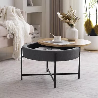 Buy Modern Round Coffee Table With Storage For Living Room Sofa Side End Tables • 55.99£