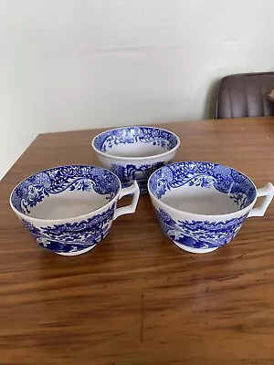 Buy Spode Blue Italian  Tea Cups X 2 Shaped Handle. Breakfast Cups , With Sugar Bowl • 7.99£