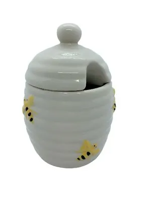 Buy Cream Honeycomb Bee Beehive Honey Preserve Condiment Pot Jar With Yellow Bees • 6.99£