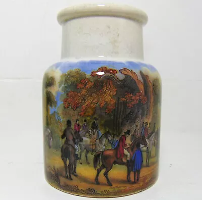 Buy Colour Print  Meet Of The Foxhounds  Prattware Potted Meats Jar C1860+ • 4.99£