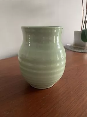 Buy Vintage Green Ribbed Stoneware Vase  • 2.99£