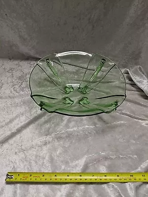 Buy Vintage Art Deco Uranium Glass Large Serving Fruit Bowl Glows Under UV • 5.50£