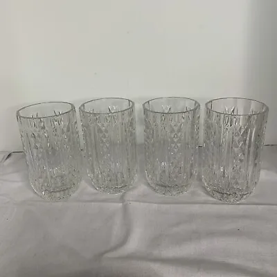 Buy 4 Heavy Crystal 5.5” Tall Crystal Tumblers With Vertical Diamond Pattern • 70.96£
