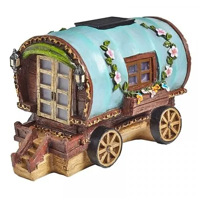Buy Lovely Detail Gypsy Rose Caravan Wagon Solar Powered Light Up Fairy Garden House • 23.95£