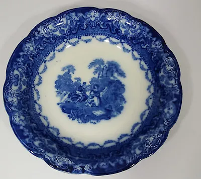 Buy Antique Watteau Flow Blue Soup Bowl/ Serving Dish By New Wharf Pottery 1880's • 22£