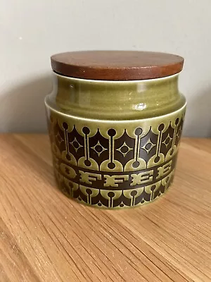 Buy Vintage Hornsea Heirloom Green Coffee Storage Jar Pot Ceramic Wooden Lid Retro • 24.95£
