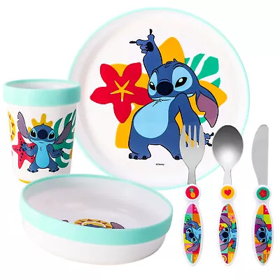 Buy Stitch Kids 6 Piece Dinnerware Cutlery Set - Plate/Bowl/Cup/Knife/Fork/Spoon • 19.99£