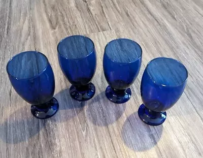 Buy Set Of 4 Cups Cristar Cobalt Blue Lexington Footed Tumblers 11 Ounce 5 1/4  • 18.94£