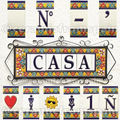 Buy Spanish Ceramic Tile Letters - House Ceramic Numbers - SEVILLA - ANDALUSIA - • 5.04£
