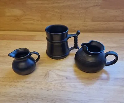 Buy Prinknash Abbey Pottery Pewterware Cup With Two Milk/cream Jugs • 12£