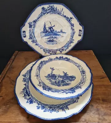 Buy Vintage Royal Doulton Norfolk Design Trio - Sandwich & Dinner Plate, Soup Bowl • 29.99£