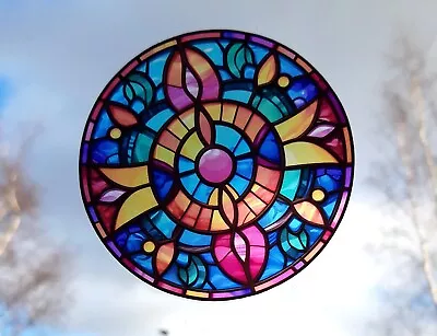 Buy Decorative  Stained Glass Effect Static Cling Window Sticker Colourful Gift • 9.99£