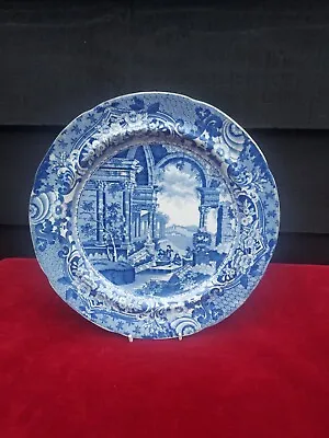 Buy Antique Blue & White Transferware Plate, Ancient Rome Pattern, English, 19C • 10£