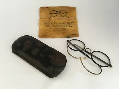 Buy Antique Steampunk Wire Round Sunglasses Gandhi Lennon Style Frame Iron Box Japan • 126.20£