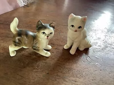 Buy Two Small Vintage Bone China Cat Figurines Tabby And White Cats • 1.99£