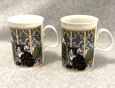 Buy Dunoon Christmas Cats Mug #3 Sue Scullard Made In Scotland / England Set Of 2 • 28.77£