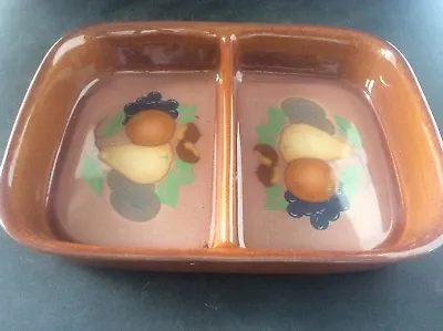Buy Denby Pottery Orchard Stoneware Pattern 2 Section Rare Pear & Grapes Mint 9” • 24.99£