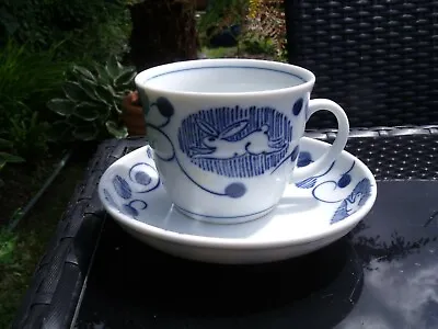 Buy Japanese Blue And White Cup And Saucer With Rabbits Design/pattern ~ Signed • 20£