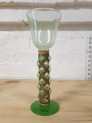Buy Striking Viileroy Boch Art Brass Caged Over Green Glass Candlestick 13  Tall • 24.99£