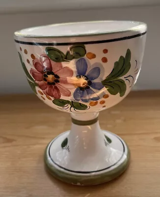Buy Vintage Hand Painted Italian Ceramic Foot Pedestal Bowl - Floral Design - Deruta • 8.99£