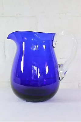 Buy A Vintage Large James Watts Glass Cobalt Blue Jug Vase 1995 #5 • 74.50£