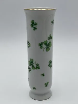 Buy Lefton China Gold Trim Hand Painted Irish Shamrock Bud Vase 6 1/2”￼ • 24.94£