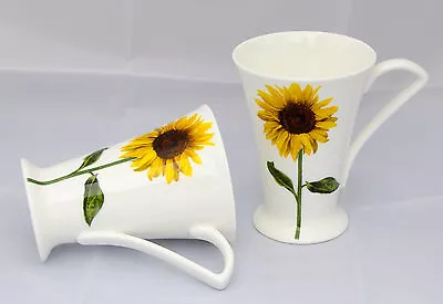 Buy Pair Of Elegant Bone China Cone Sunflower Mugs • 19.50£