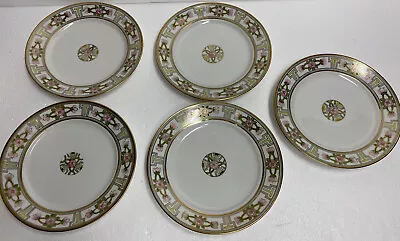 Buy Hand Painted RC Nippon Gold Green 8.5” Antique China Noritake Cabinet Plates (5) • 33.19£