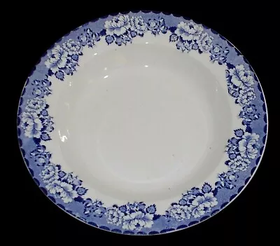 Buy Antique Scottish Britania Pottery   Peony   Pattern Blue & White Soup Bowl • 10£