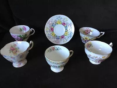 Buy Crown Staffordshire Fine Bone China Tea Cups & Saucer  Flowers - Made In England • 24.97£