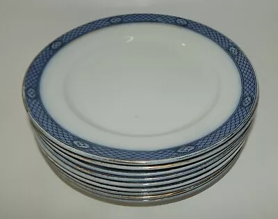 Buy 9 Antique Losol Ware Keeling Burslem England Cobalt Blue Cameo Salad Plates  • 94.86£
