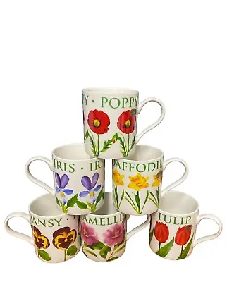 Buy Set Of 6 Fine China Coffee Mugs Flower Design Poppy Iris Daffodil Tulip Pansy • 24.99£