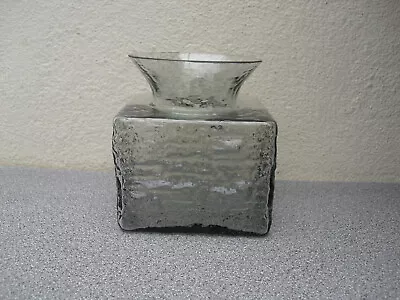 Buy Vintage Dartington FT101 Frank Thrower Midnight Grey Square Bark Vase 1960s • 30£