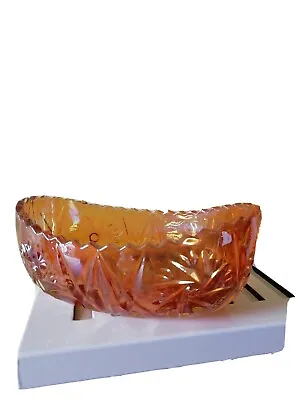 Buy Vintage Retro Iridescent Amber Glass Dish, Carnival, Patterned • 7£