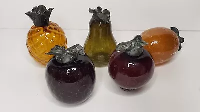 Buy Art Glass Fruit With Iron Stems With Crackle Glass Vintage Hand Blown  • 14.45£