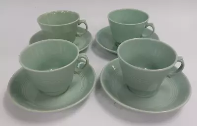 Buy Wood's Ware Beryl Green Cups And Saucers X4  E3 P793 • 5.95£