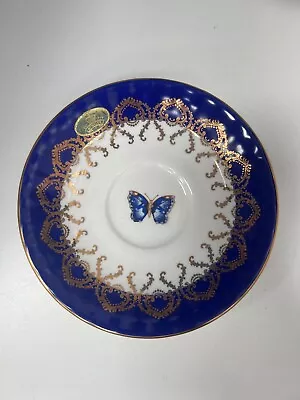 Buy Aynsley Fine Bone China Cottage Garden Saucer Royal Cobalt Blue Butterfly 5  #RA • 6.27£