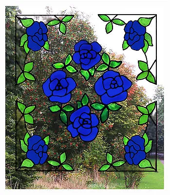 Buy Rose Corners With Centre Stained Glass Effect Window Clings- Handmade To Order • 20£