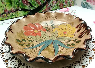 Buy Art Placa Spanish Pottery Floral Hand Made Dish Mediterranean Dish - Signed • 14£