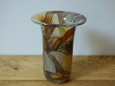 Buy Brown Ochre Mdina Malta Maltese Lead Art Glass Stem Flower Vase Pot Free Uk P+p • 24.89£