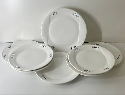 Buy Set Of 8 Retro Maddock Hotelware Floral Sprig Detailed Plates • 27.99£