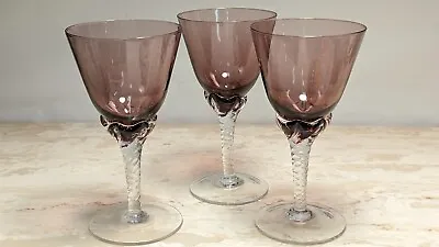 Buy Set Of 3 Crystal Goblet Amethyst Blown Glass Wine Stem Wine Murano 5.5   • 27.53£